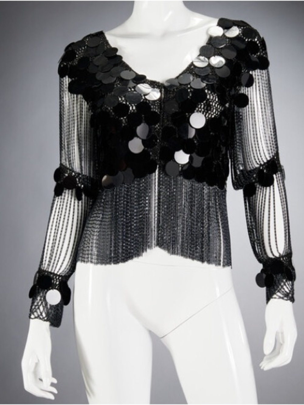 RARE Loris Azzaro crochet sequin & chainmail TOP